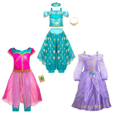 #ad Disney Deluxe Jasmine Costume 3 Dress Set w Accessories for Kids Size 3 4 5 6 $130.46