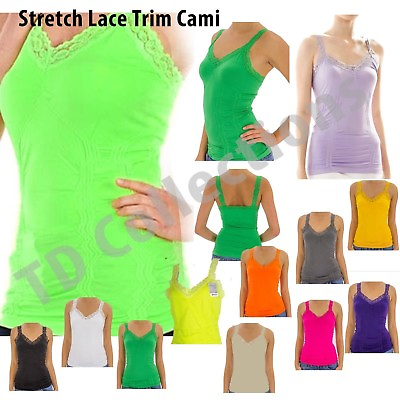 #ad TANKTOP WRINKLED CAMISOLE LACE STRAPS COLOR CAMIONE SIZE fits SMLXL $7.99