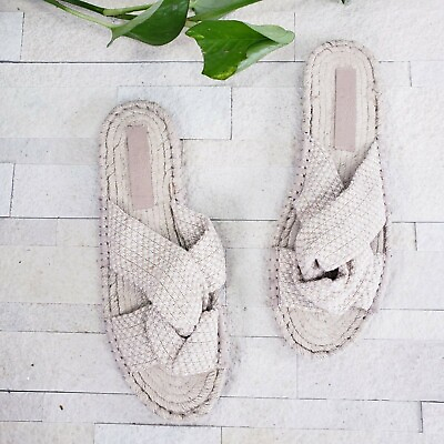 #ad Asos Sandals Women Size 10 Flat Slip On Slide Strappy White Espadrilles Boho Y2K $18.70