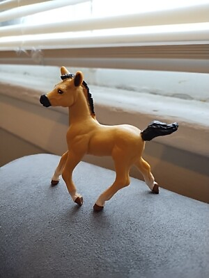 #ad Vintage 1997 Safari Ltd. Buckskin Horse Colt Filly Foal Toy Mini Figure Fawn Tan $5.99