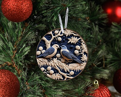 #ad Christmas Bluebirds Ceramic Christmas Ornament Christmas Tree Decoration $15.98