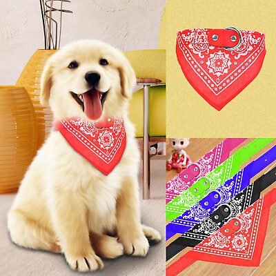 #ad Pet Cat Dog Bandana Leather Collar Puppy Neckerchief Triangle Scarf Adjustable $5.58