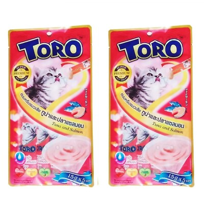 #ad Toro Cat Cream Snack Food Treats Flavor Pet Healthy Lick Tuna And Salmon 10s 15g $23.21