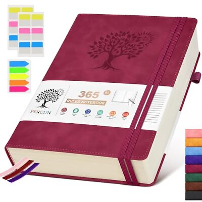 #ad Lined Journal Notebook 365 Page Large Leather Journals for B5 Wine red $25.54