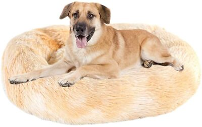 #ad Calming Bed for Dogs Cats Faux Fur Donut Cuddler Dog Beds Large 39.2inch $69.99