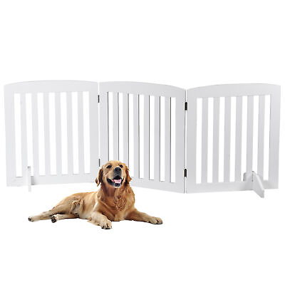 #ad #ad Folding Pet Gate 24#x27;#x27; Tall Freestanding Wooden Dog Gate for Stairs Doorway White $40.58