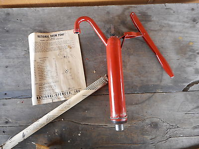 #ad National Spencer Drum Hand Crank Pump service station Red Oil collectible 1970s? $42.00