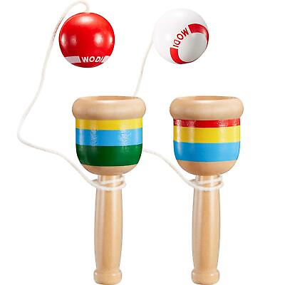 #ad 2 Pieces Jacks Game with Ball Paddle Ball with String Cup and Ball Game Mini ... $11.19