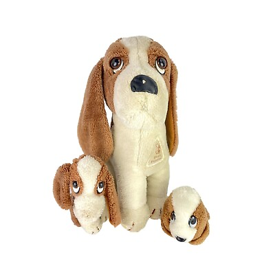 #ad Vintage 1981 Hush Puppies Dog Plush Large amp; Small Three Dog Stuffed Animals $14.94