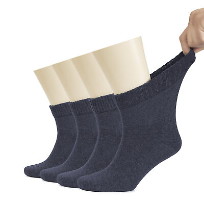 #ad Hugh Ugoli Cotton Diabetic Men#x27;s Socks Ankle Loose Wide Stretchy 4 Pairs $28.98