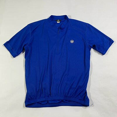 #ad Canari Cycling Jersey Mens Large Blue Short Sleeve 1 4 Zip Pockets Lightweight $11.81