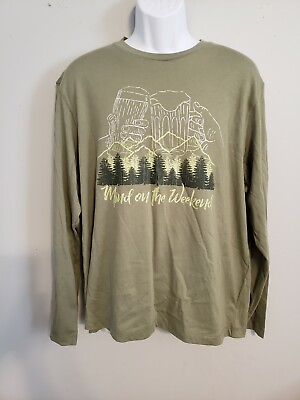 #ad Cremieux Green Long Sleeve Mind On The Weekend Beer Cheers NWT Shirt Size Large $19.99