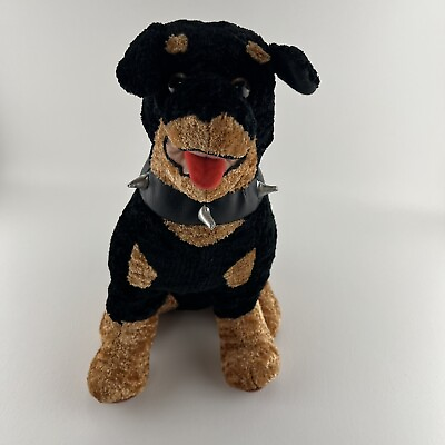 #ad Rottweiler Rottie Spike Collar Plush Stuffed Animal Toy Dog Great American $29.99