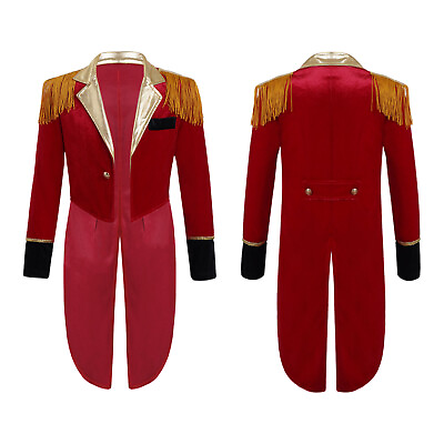 #ad Kids Boys Girls Jacket Tailcoat Long Sleeve Circus Ringmaster Halloween Costume $7.10