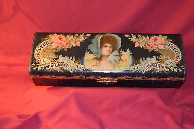 #ad Rare Excellent Condition amp; Beautiful Antique Victorian Silk Lined Glove Box. $169.99