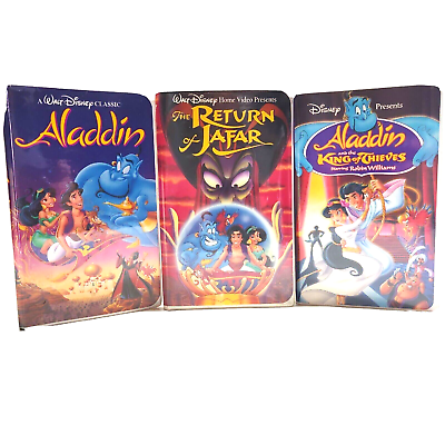 #ad Disney#x27;s Aladdin The Return Of Jafar And King Of Thieves VHS Lot Robin Williams $12.88