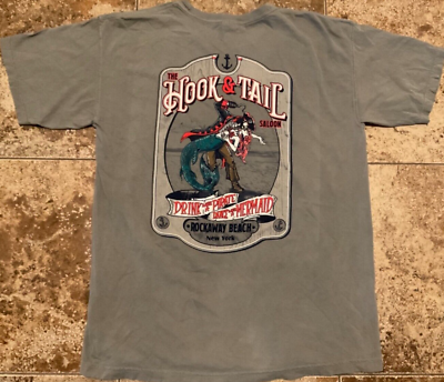 #ad HOOK amp; TACKLE SALOON GRAPHIC T SHIRT MENS LARGE COMFORT COLORS PIGMENT DYE $17.59