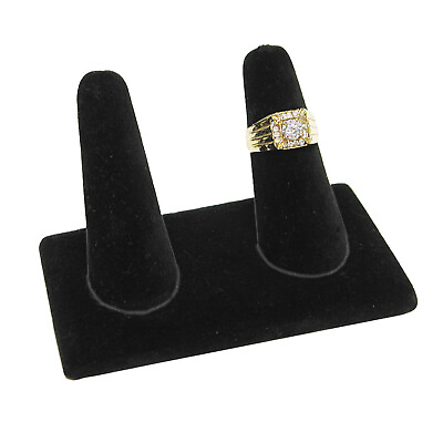 #ad Black Velvet 2 Ring Jewelry Display Holder Long Finger Showcase Organizer Stand $8.69