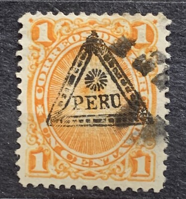 #ad Peru 1883 1c Used Triangle Overprint 5FM88 GBP 3.00