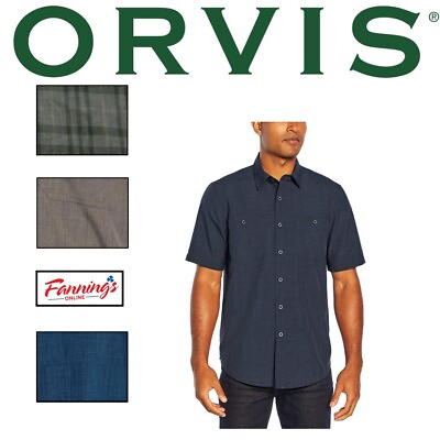 #ad Orvis Men#x27;s UPF 30 Quick Dry Short Sleeve Button Tech Shirt H21 $18.85