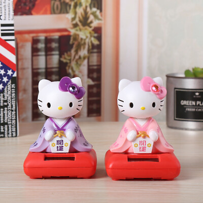 #ad Cute Solar Shaking Heads Japanese Kimono Hello Kitty Car Interior Decor Model $26.84