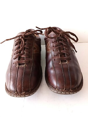 #ad CROWN Born Lace Up Brown Leather Bicycle Toe Fashion Sneakers W9790 US 8.5 EU 40 $64.99