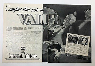 1939 General Motors Comfort Value Price Man Dog Seats Softer Vintage Print Ad $8.45