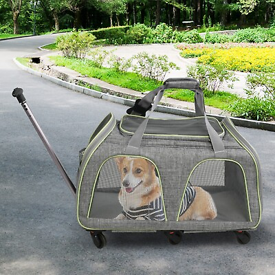 #ad VILOBOS Pet Carrier Airline Approved Travel Rolling Cat Dog Cart Kennel Trolley $74.99