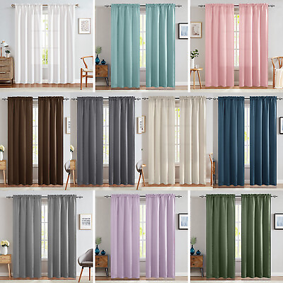 #ad Blackout Curtains 2.5quot; Rod Pocket for Living Room Insulated Curtains 2 Panels $19.54