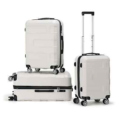 #ad 3 PCS Modern Travel Trolley TSA Luggage Set 20quot; 24quot; 28quot; Durable Suitcase White $89.99