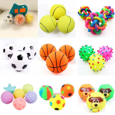 #ad 1pcs Diameter 6cm Squeaky Pet Dog Ball Toys for Small Dogs Rubber Chew Puppy Toy $6.39
