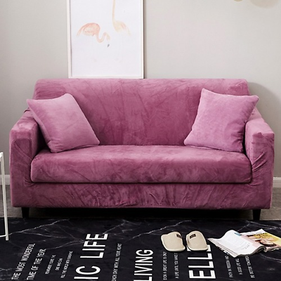 #ad Plush Sofa Cover 1 2 3 4 Seat Slipcover Couch Case Sofa Covers Stretch Elastic AU $72.40