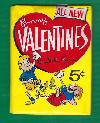 #ad VINTAGE 1960 TOPPS ALL NEW FUNNY VALENTINES 5 CENT WAX PACK FACTORY SEALED $48.99
