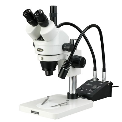 #ad AmScope 3.5X 225X Trinocular Zoom Stereo Microscope Dual Gooseneck LED Light $604.99