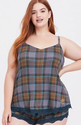 #ad Womens Torrid Outlander Mackenzie Plaid Swing Sleep Cami top Size 0 12 Large NWT $44.95