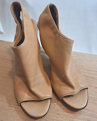 #ad Cole Haan Tan Leather Open Toe Heels Women#x27;s Size 7.5M $27.50
