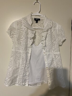 #ad Woman#x27;s Blouse by Iz BYER White Medium outer 60 poly 40 cotton Cami 100 Pol $13.99
