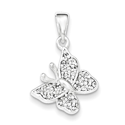 #ad Sterling Silver CZ Butterfly Pendant QC8582 $48.99