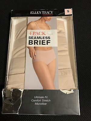 #ad NIB ELLEN TRACY 4 Pack Essentials Womens Panties Seamless Briefs Size S 5 Beige $11.00