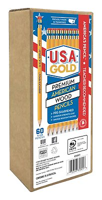 #ad U.S.A. Gold Pre sharpened American Wood Cased #2 HB Yellow Pencils 60 Pack $15.52