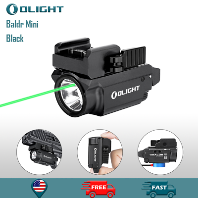 #ad Olight Baldr Mini Black Rechargeable Tactical Light Flashlight w Green Laser $124.95