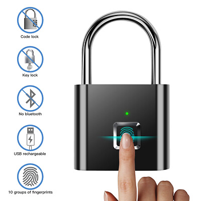 #ad Rechargeable Smart Fingerprint Door Lock Keyless Padlock Anti theft Security $19.99
