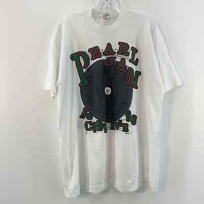 #ad VTG White Pearl Jam 1996 No Code Tour Logo Cotton T Shirt Mens Size XL $450.00
