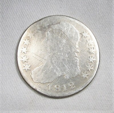 #ad 1812 1 Large 8 Silver Capped Bust Half Dollar RARE Fair Details Coin AL109 $585.00