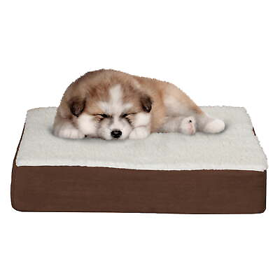 #ad 20x15 Orthopedic Dog Bed with Memory Foam and Sherpa Cover Brown $22.40