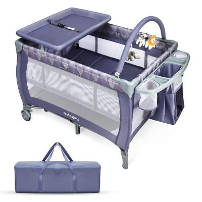 #ad 3 in 1 Portable Pack and Play with BassinetConvertible Baby Travel Crib Playard $67.99
