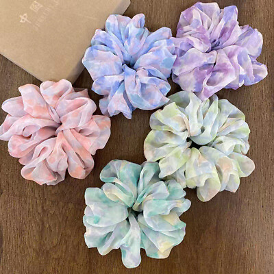 #ad Chiffon Ponytail Holder Hair Tie Floral Scrunchies Flower Hair Rope Elastic Band $2.00