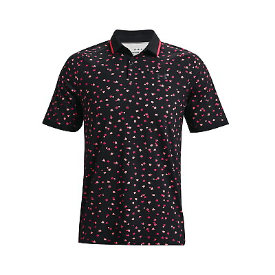 #ad Under Armour Iso Chill Mens Floral Golf Polo Shirt Medium Black $75 $41.90