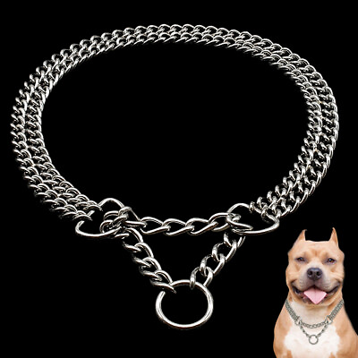 #ad Dog Collar Solid Stainless Steel Dog Choke Medium Dog Outdoor Walking Chain $22.79