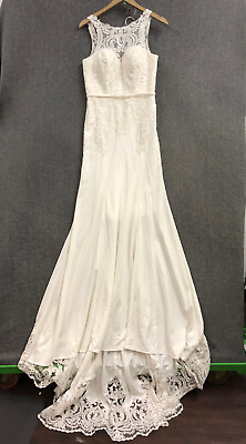 #ad Unbranded Sleeveless Lace Long Dress White Round Neck Size 6 Wedding Sequin NWD $20.99